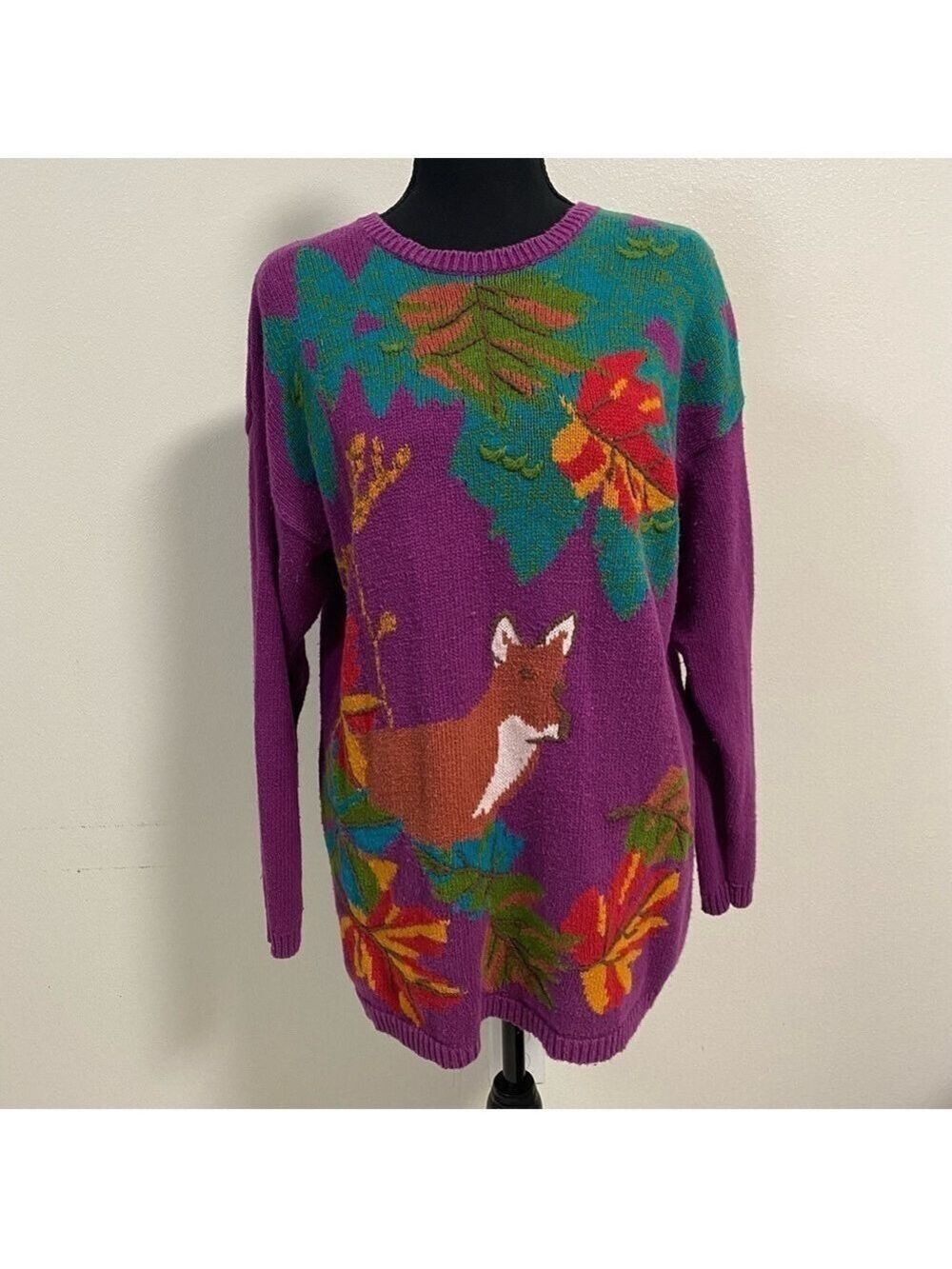 Suburban Vintage Knit Fox Sweater Size Small